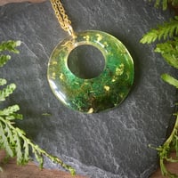 Image 2 of Real Moss Round Hoop Ombre Resin Pendant