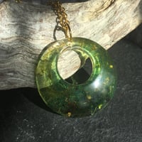 Image 3 of Real Moss Round Hoop Ombre Resin Pendant