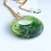 Real Moss Round Hoop Ombre Resin Pendant