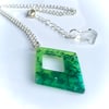 Real Moss Rhombus Ombre Resin Pendant