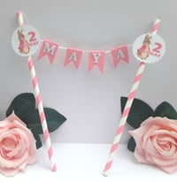 Image 2 of Personalised Flopsy Bunny Bunting Cake Topper