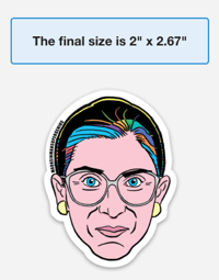 Image 3 of Justice Ruth Bader Ginsburg Face Sticker