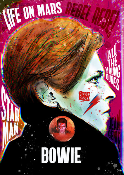 Image of "DAVID BOWIE - TRIBUTE" A3 print