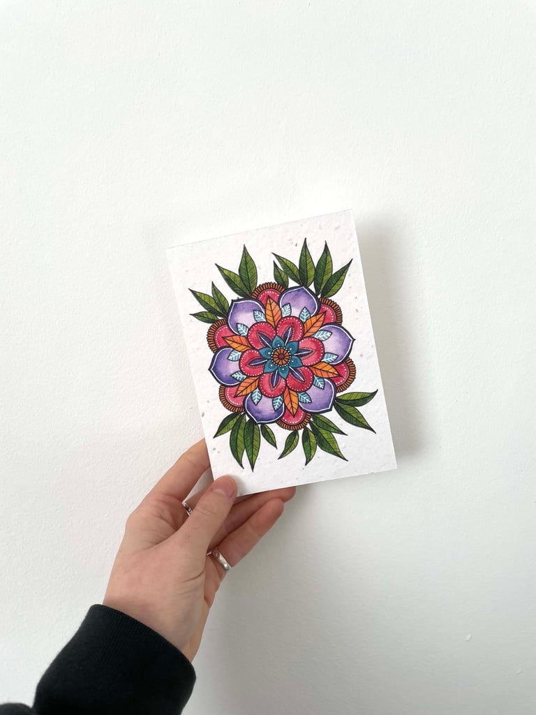 Plantable Seed Card - Tudor Rose Mandala Flower | TheFlowerGirlStudios Plantable Seed Card - Tudor Rose Mandala Flower | TheFlowerGirlStudios