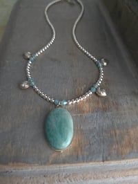 Image 1 of Lucky, Amazing Amazonite + Silver Hematite Necklace