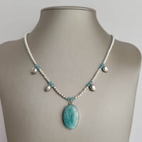 Image 3 of Lucky, Amazing Amazonite + Silver Hematite Necklace