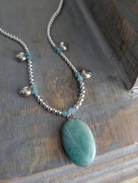 Image 4 of Lucky, Amazing Amazonite + Silver Hematite Necklace