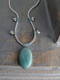 Image 5 of Lucky, Amazing Amazonite + Silver Hematite Necklace