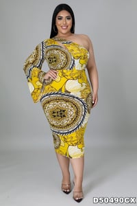 Image 1 of Yellow one shoulder dress 