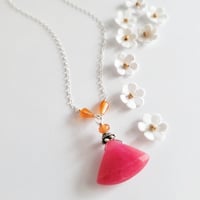Image 1 of Brightly Colored Cherry Jade + Orange Carnelian Necklace