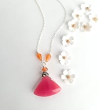 Image 2 of Brightly Colored Cherry Jade + Orange Carnelian Necklace