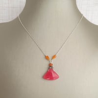 Image 3 of Brightly Colored Cherry Jade + Orange Carnelian Necklace