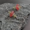 Watermelon + Soft Citrus Green Sea Glass Earrings