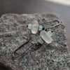 Clear Crystal + Soft Aqua Blue Sea Glass Earrings