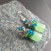 Image 2 of Colorful Starfish Earrings - Seafoam Chalcedony