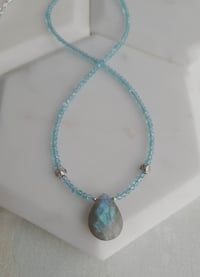 Image 1 of Calming and Confidence Boosting - Blue Flash Labradorite + Blue Apatite Layering Necklace