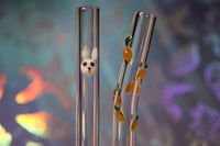 Image 1 of Easter Glass Straw Set - Bunny & Swirl of Carrots  