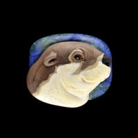 Image 1 of XL. Happy River Otter - Flamework GLass Sculpture Bead
