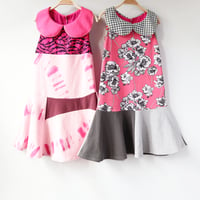 Image 5 of pink floral houndstooth vintage peter pan 7/8 collar sleeveless tank twirl courtneycourtney dress
