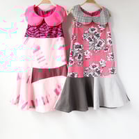 Image 5 of pink floral houndstooth vintage peter pan 7/8 collar sleeveless tank twirl courtneycourtney dress