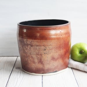 Image of Reserved for Laura - Copper and Rustic Black Utensil Holder, Handcrafted Kitchen Crock, Made in USA