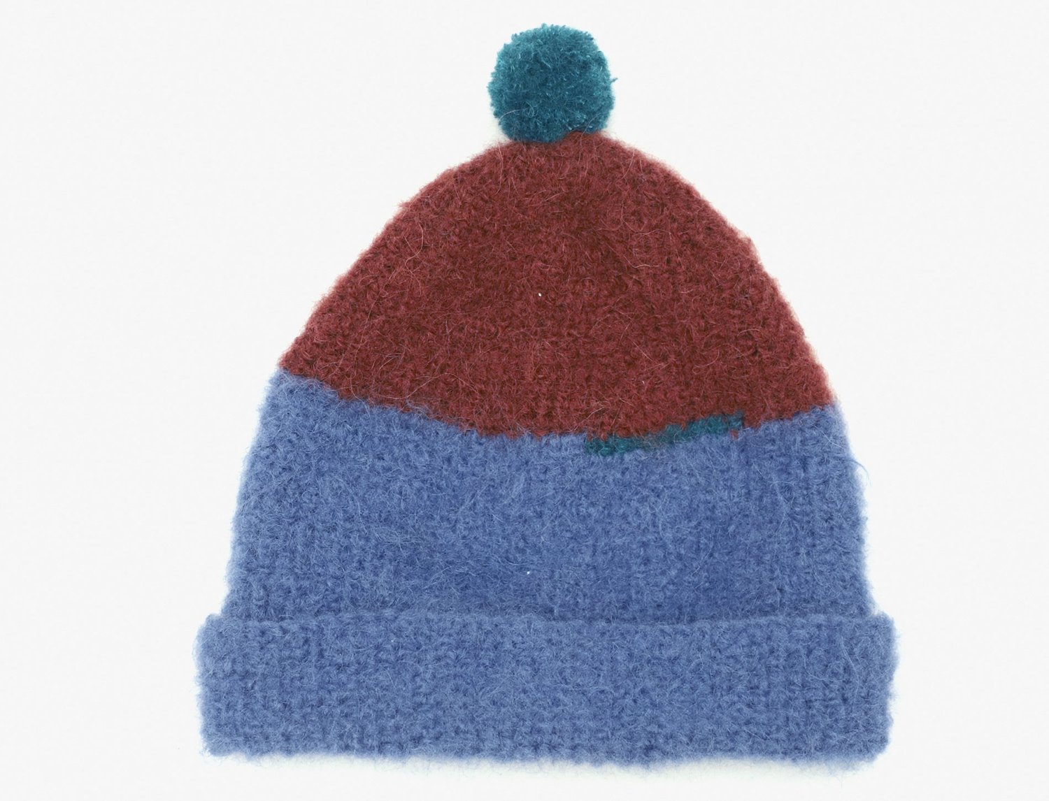 Image of BLUE, BORDO AND GREEN MOHAIR CAP