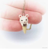 Image 1 of bear ice cream ceramic necklace