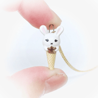 Image 1 of bunny ice cream ceramic necklace