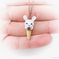 Image 2 of bunny ice cream ceramic necklace