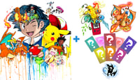 Image 1 of Limited Edition "Ultimate Pokemon Ash" Holographic Print Pack includes Mystery Pokemon Original