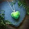 Green Mossy Heart Botanical Pendant