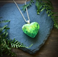 Image 1 of Green Mossy Heart Botanical Pendant