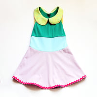 Image 2 of pastel rainbow peter pan collar vintage fabric ricrac 4/5 courtneycourtney sleeveless tank dress
