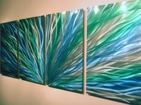 Image 2 of Radiance Blue Green- Abstract Metal Wall Art Contemporary Modern Decor