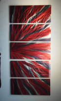 Large Radiance Red and Black- Metal Wall Art Abstract Sculpture Painting Modern Decor