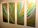 Radiance 36" Green and Gold - Metal Wall Art Abstract Contemporary Modern Decor