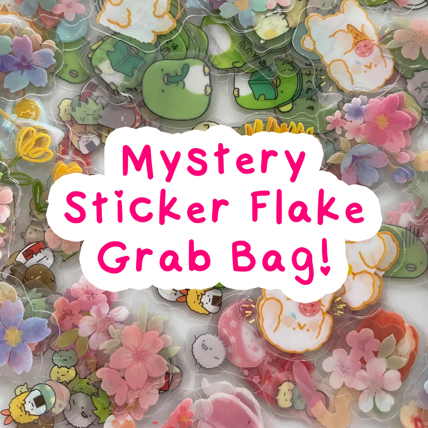 Random Kawaii Sticker Grab Bag, Mystery Sticker Grab Bag, Sticker Pack, Journal Stickers, Clear and 