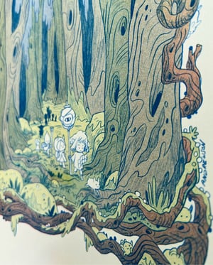 Large Crooked Woods Risograph Print