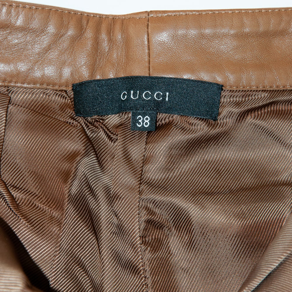 Image of Gucci by Tom Ford Brown Leather Trousers