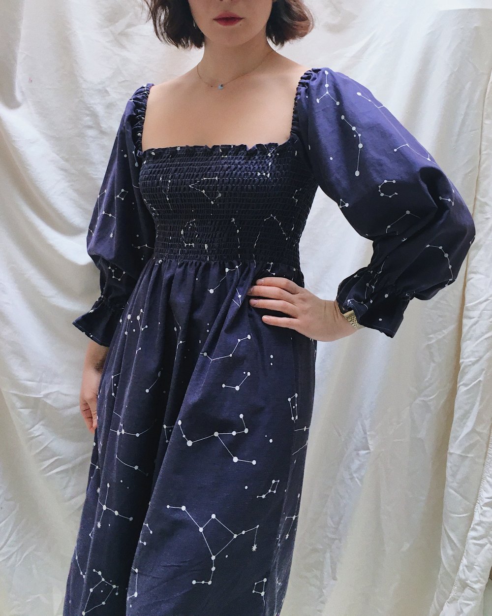 Image of Shirred Puff Sleeve Dress — Strawberry Vines