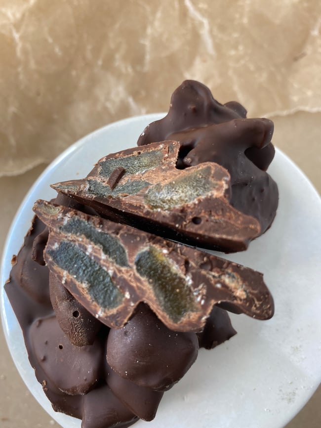 Dark Chocolate covered ginger in a tin