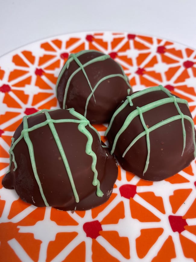 Mint dark chocolate truffles in a tin