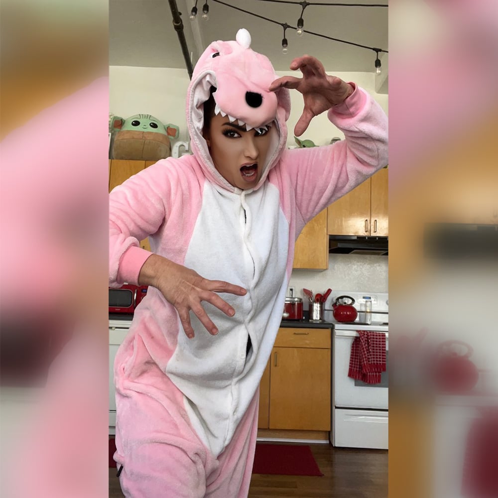 Worn Pink Dragon Onesie Costume from GAWTV