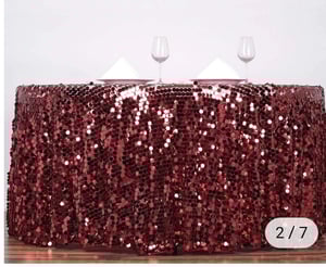 Image of 120" big sequin round table cloth - Burgundy 
