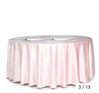 Image 1 of 120"  Velvet Round Tablecloth - Blush Pink 