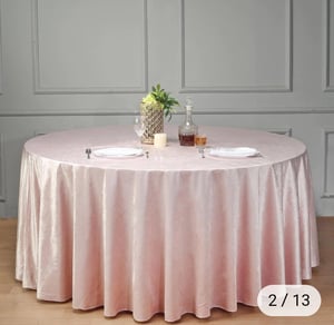 Image of 120"  Velvet Round Tablecloth - Blush Pink 