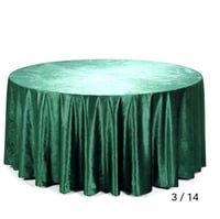 Image 1 of 120"  Velvet Round Tablecloth - Hunter Emerald Green