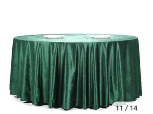 Image of 120"  Velvet Round Tablecloth - Hunter Emerald Green