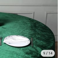 Image 4 of 120"  Velvet Round Tablecloth - Hunter Emerald Green