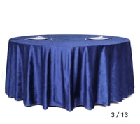 Image 2 of 120" Premium Velvet Round Tablecloth - Royal blue 